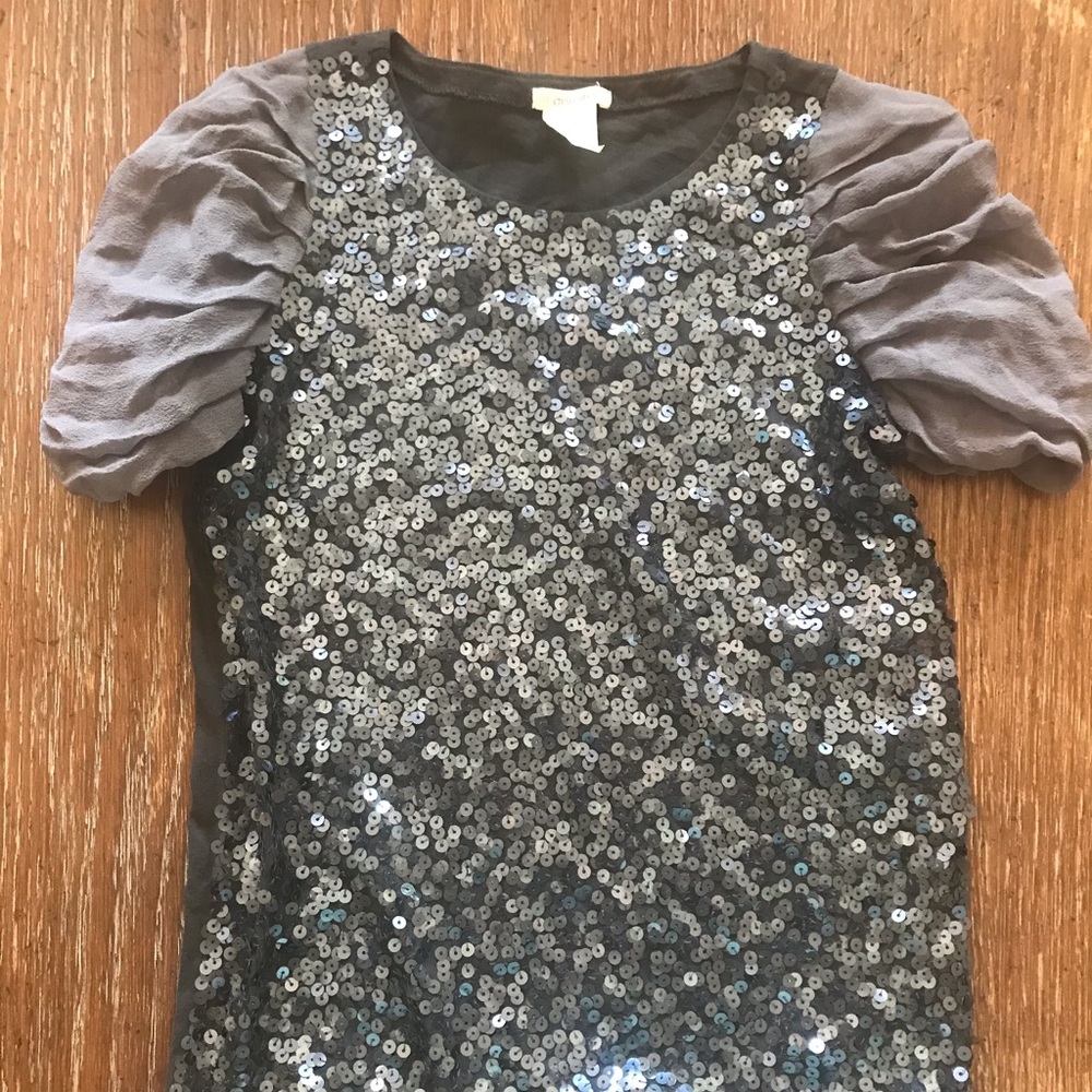 Crew cuts grey top with sequins on the front